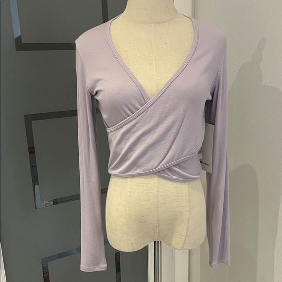Lululemon Wrap-Front Ribbed Long-Sleeve Top Lilac Ether | Size 8 - Picture 1 of 8